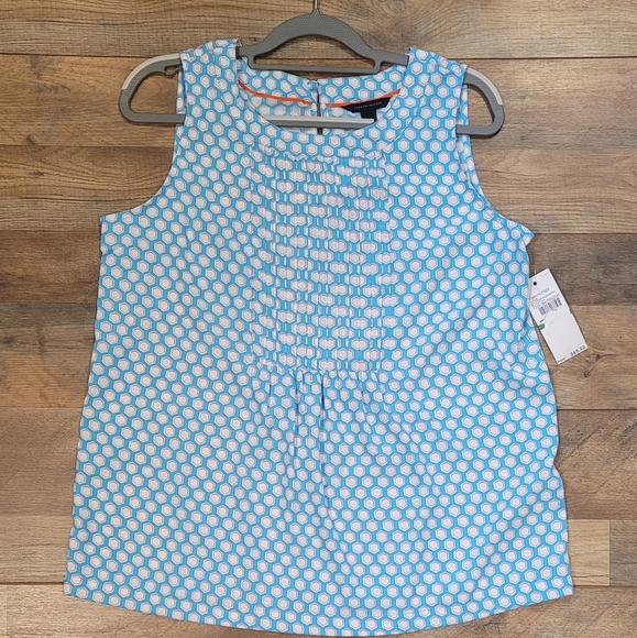 Tommy Hilfiger Tops - NWT Tommy Hilfiger Sleeveless Pleated Front Geometric Pattern Blouse Top Sz L